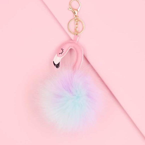 Flamingo poof keychain boutique style - Picture 2 of 3